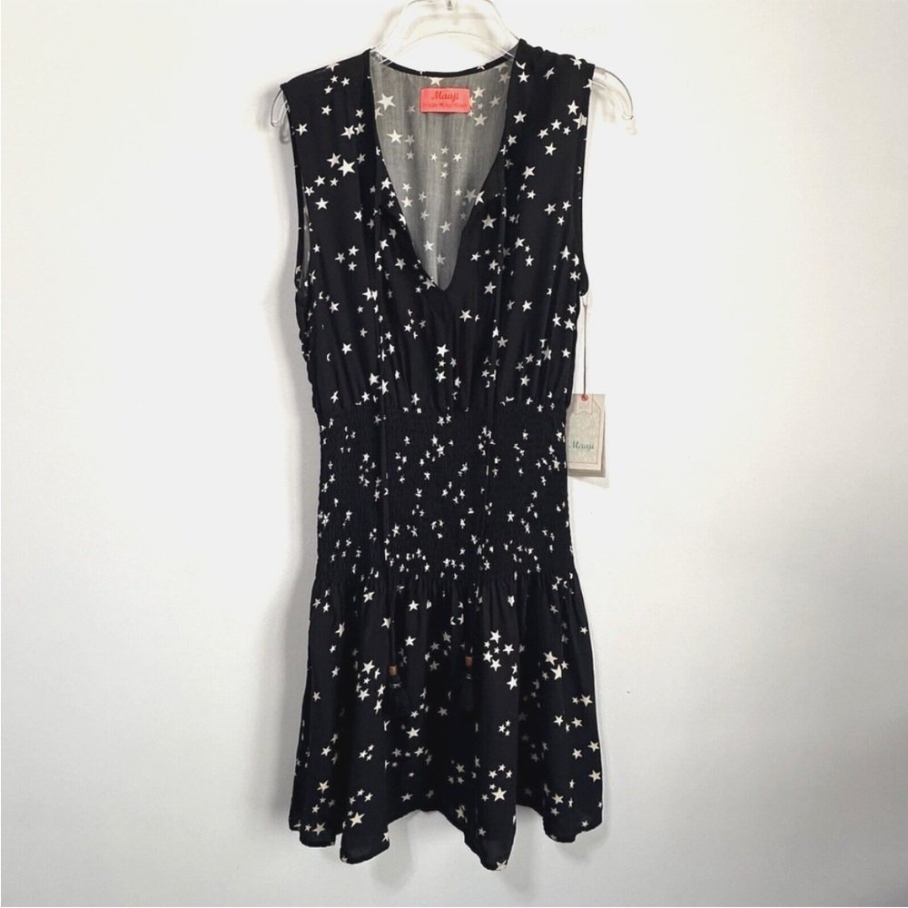 MAAJI Smocked Sparkling Superstar Tassel Tie Swim Cover Mini Dress M Like NEW